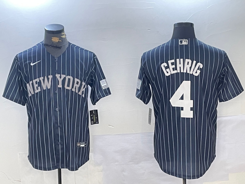 Men's New York Yankees Lou Gehrig #4 Navy Jersey